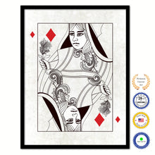Load image into Gallery viewer, Queen Diamond Poker Decks of Vintage Cards Print on Canvas Black Custom Framed