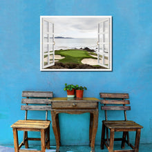 Load image into Gallery viewer, Pebble Beach California Golf Course Picture French Window Framed Canvas Print Home Decor Wall Art Collection
