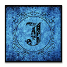 Load image into Gallery viewer, Alphabet J Blue Canvas Print Black Frame Kids Bedroom Wall Décor Home Art