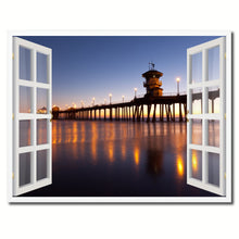 Load image into Gallery viewer, Huntington Beach California Picture French Window Framed Canvas Print Home Decor Wall Art Collection
