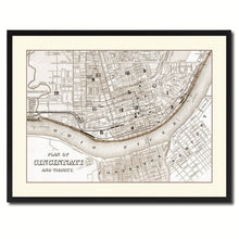 Load image into Gallery viewer, Cincinnati Vintage Sepia Map Canvas Print, Picture Frame Gifts Home Decor Wall Art Decoration