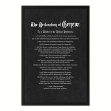 Load image into Gallery viewer, Geneva Medical Oath, Hippocratic Oath, Medical Gifts, Gift for Doctor, Medical Decor, Medical Student, Office Decor, doctor office, Black Frame