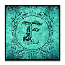 Load image into Gallery viewer, Alphabet F Aqua Canvas Print Black Frame Kids Bedroom Wall Décor Home Art