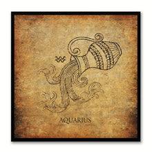 Load image into Gallery viewer, Zodiac Aquarius Horoscope Brown Canvas Print, Black Custom Frame
