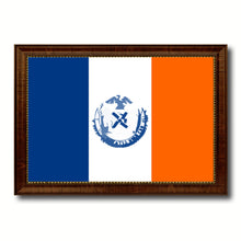 Load image into Gallery viewer, New York City New York State Flag Canvas Print Brown Picture Frame
