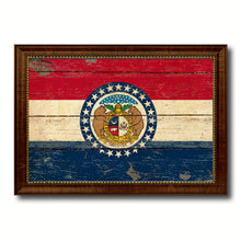 Load image into Gallery viewer, Missouri State Vintage Flag Canvas Print with Brown Picture Frame Home Decor Man Cave Wall Art Collectible Decoration Artwork Gifts