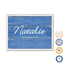 Load image into Gallery viewer, Natalie Name Plate White Wash Wood Frame Canvas Print Boutique Cottage Decor Shabby Chic
