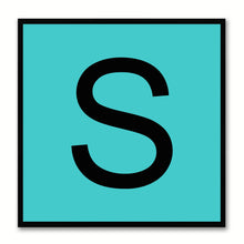 Load image into Gallery viewer, Alphabet S Aqua Canvas Print Black Frame Kids Bedroom Wall Décor Home Art