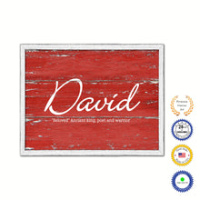 Load image into Gallery viewer, David Name Plate White Wash Wood Frame Canvas Print Boutique Cottage Decor Shabby Chic