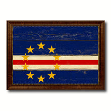 Load image into Gallery viewer, Cape Verde Country Flag Vintage Canvas Print with Brown Picture Frame Home Decor Gifts Wall Art Decoration Artwork