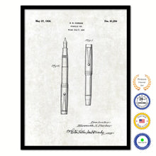 Load image into Gallery viewer, 1930 Fountain Pen Old Patent Art Print on Canvas Custom Framed Vintage Home Decor Wall Decoration Great for Gifts