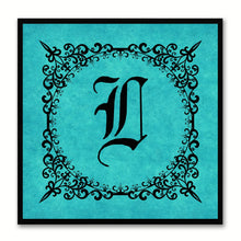 Load image into Gallery viewer, Alphabet L Aqua Canvas Print Black Frame Kids Bedroom Wall Décor Home Art