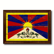 Load image into Gallery viewer, Tibet Country Flag Vintage Canvas Print with Brown Picture Frame Home Decor Gifts Wall Art Decoration Artwork