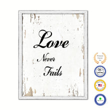 Load image into Gallery viewer, Love Never Fails Vintage Saying Gifts Home Decor Wall Art Canvas Print with Custom Picture Frame