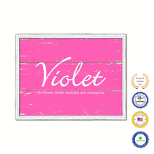 Load image into Gallery viewer, Violet Name Plate White Wash Wood Frame Canvas Print Boutique Cottage Decor Shabby Chic