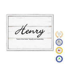 Load image into Gallery viewer, Henry Name Plate White Wash Wood Frame Canvas Print Boutique Cottage Decor Shabby Chic