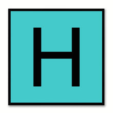 Load image into Gallery viewer, Alphabet H Aqua Canvas Print Black Frame Kids Bedroom Wall Décor Home Art