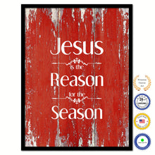 Load image into Gallery viewer, Jesus is the reason for the season Bible Verse Scripture Quote Red Canvas Print with Picture Frame