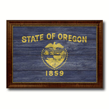 Load image into Gallery viewer, Oregon State Flag Texture Canvas Print with Brown Picture Frame Gifts Home Decor Wall Art Collectible Decoration