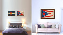 Load image into Gallery viewer, Ohio State Flag Texture Canvas Print with Brown Picture Frame Gifts Home Decor Wall Art Collectible Decoration