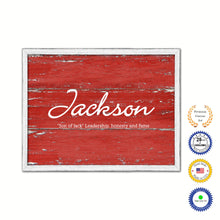 Load image into Gallery viewer, Jackson Name Plate White Wash Wood Frame Canvas Print Boutique Cottage Decor Shabby Chic