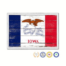 Load image into Gallery viewer, Iowa State Flag Shabby Chic Gifts Home Decor Wall Art Canvas Print, White Wash Wood Frame