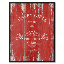 Load image into Gallery viewer, Happy girls are the prettiest girls - Audrey Hepburn Vintage Saying Gifts Home Decor Wall Art Canvas Print with Custom Picture Frame, Red