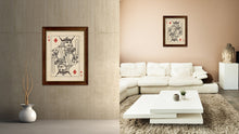 Load image into Gallery viewer, King Diamond Poker Decks of Vintage Cards Print on Canvas Brown Custom Framed