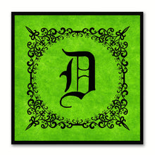 Load image into Gallery viewer, Alphabet D Green Canvas Print Black Frame Kids Bedroom Wall Décor Home Art