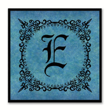Load image into Gallery viewer, Alphabet E Blue Canvas Print Black Frame Kids Bedroom Wall Décor Home Art