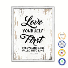 Load image into Gallery viewer, Love Yourself First Everything Else Falls Into Line Vintage Saying Gifts Home Decor Wall Art Canvas Print with Custom Picture Frame