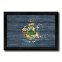 Load image into Gallery viewer, Maine State Flag Texture Canvas Print with Black Picture Frame Home Decor Man Cave Wall Art Collectible Decoration Artwork Gifts