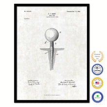 Load image into Gallery viewer, 1899 Golf Tee Old Patent Art Print on Canvas Custom Framed Vintage Home Decor Wall Decoration Great for Gifts