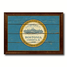 Load image into Gallery viewer, Boston City Massachusetts State Vintage Flag Canvas Print Brown Picture Frame