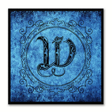 Load image into Gallery viewer, Alphabet W Blue Canvas Print Black Frame Kids Bedroom Wall Décor Home Art