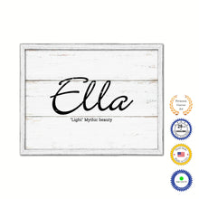 Load image into Gallery viewer, Ella Name Plate White Wash Wood Frame Canvas Print Boutique Cottage Decor Shabby Chic