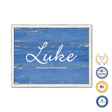 Load image into Gallery viewer, Luke Name Plate White Wash Wood Frame Canvas Print Boutique Cottage Decor Shabby Chic