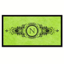 Load image into Gallery viewer, Alphabet Letter N Green Canvas Print, Black Custom Frame