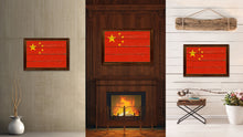 Load image into Gallery viewer, China Country Flag Vintage Canvas Print with Brown Picture Frame Home Decor Gifts Wall Art Decoration Artwork