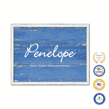 Load image into Gallery viewer, Penelope Name Plate White Wash Wood Frame Canvas Print Boutique Cottage Decor Shabby Chic
