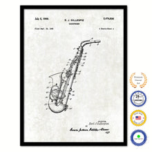 Load image into Gallery viewer, 1949 Saxophone Old Patent Art Print on Canvas Custom Framed Vintage Home Decor Wall Decoration Great for Gifts