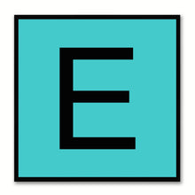 Load image into Gallery viewer, Alphabet E Aqua Canvas Print Black Frame Kids Bedroom Wall Décor Home Art