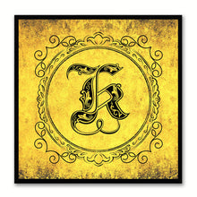 Load image into Gallery viewer, Alphabet K Yellow Canvas Print Black Frame Kids Bedroom Wall Décor Home Art