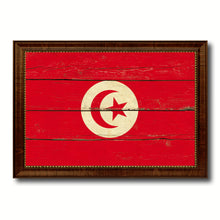 Load image into Gallery viewer, Tunisia Country Flag Vintage Canvas Print with Brown Picture Frame Home Decor Gifts Wall Art Decoration Artwork