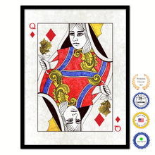 Load image into Gallery viewer, Queen Diamond Poker Decks of Vintage Cards Print on Canvas Black Custom Framed