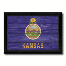 Load image into Gallery viewer, Kansas State Flag Texture Canvas Print with Black Picture Frame Home Decor Man Cave Wall Art Collectible Decoration Artwork Gifts