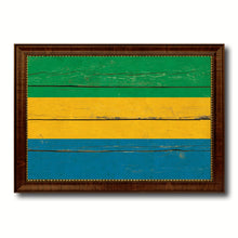 Load image into Gallery viewer, Gabon Country Flag Vintage Canvas Print with Brown Picture Frame Home Decor Gifts Wall Art Decoration Artwork
