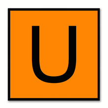 Load image into Gallery viewer, Alphabet U Orange Canvas Print Black Frame Kids Bedroom Wall Décor Home Art