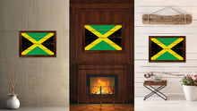 Load image into Gallery viewer, Jamaica Country Flag Vintage Canvas Print with Brown Picture Frame Home Decor Gifts Wall Art Decoration Artwork