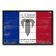 Load image into Gallery viewer, Kansas City Missouri State Flag Vintage Canvas Print with Black Picture Frame Home Decor Wall Art Collectible Decoration Artwork Gifts
